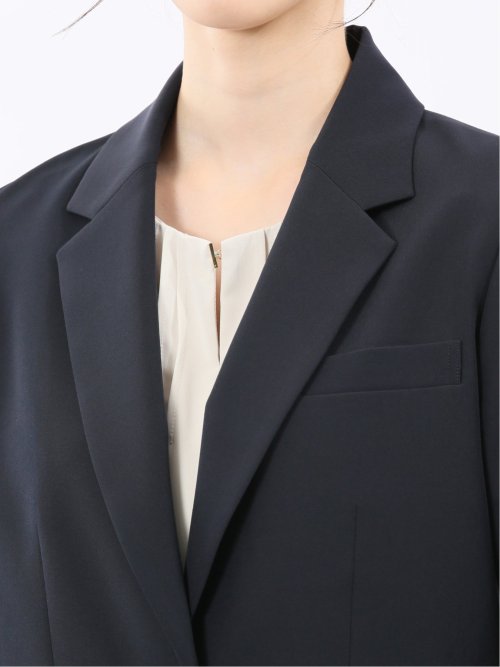 ストレッチウォッシャブル ダブルクロス リラクシング 1ボタンジャケット 紺(セットアップ可能)