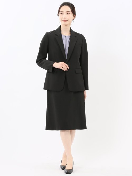 ストレッチウォッシャブル ダブルクロス リラクシング 1ボタンジャケット 黒(セットアップ可能)