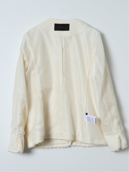 ファンシーツイード ノーカラージャケット アイボリー