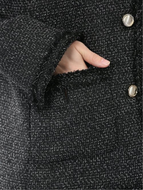 ファンシーツイード ノーカラージャケット 黒
