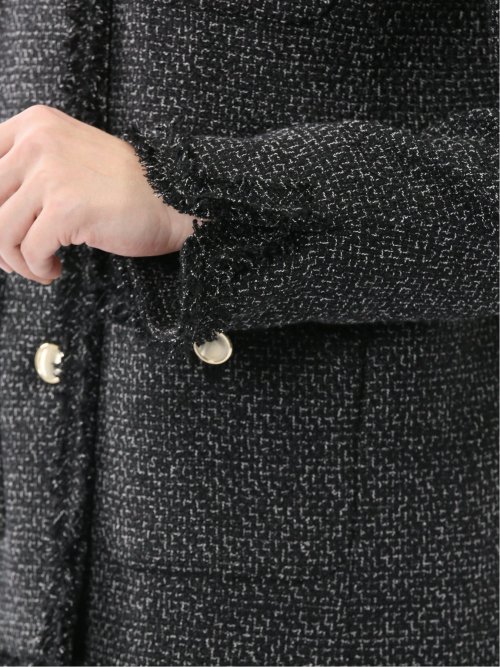 ファンシーツイード ノーカラージャケット 黒