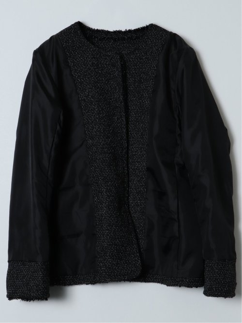 ファンシーツイード ノーカラージャケット 黒