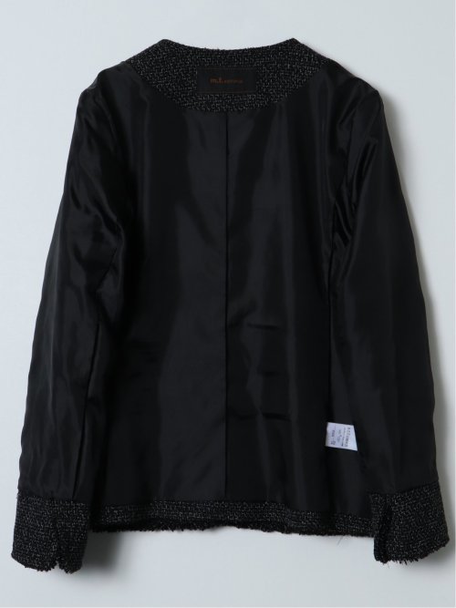 ファンシーツイード ノーカラージャケット 黒