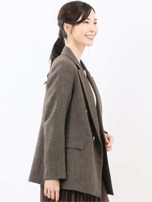 ストレッチウォッシャブル シャーク リラクシング ダブルジャケット こげ茶(セットアップ可能)