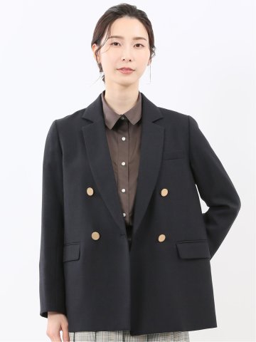 ストレッチウォッシャブル シャーク リラクシング ダブルジャケット 紺(セットアップ可能)