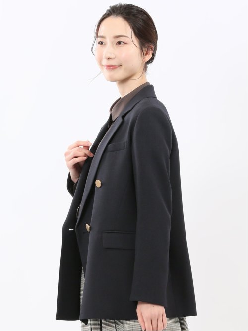 ストレッチウォッシャブル シャーク リラクシング ダブルジャケット 紺(セットアップ可能)