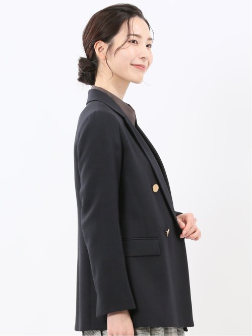 ストレッチウォッシャブル シャーク リラクシング ダブルジャケット 紺(セットアップ可能)