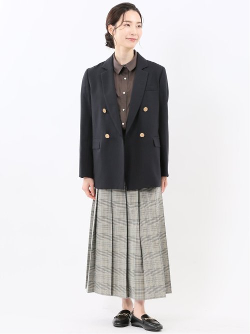 ストレッチウォッシャブル シャーク リラクシング ダブルジャケット 紺(セットアップ可能)