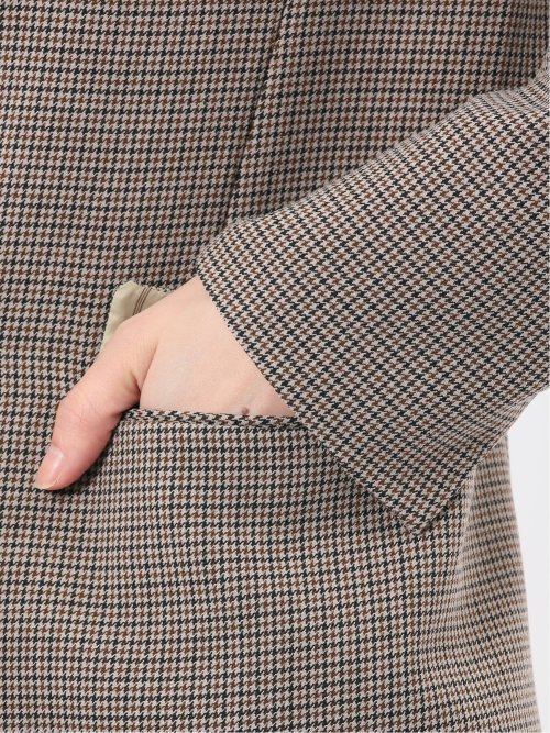 ストレッチウォッシャブル チェック柄 リラクシング ダブルジャケット