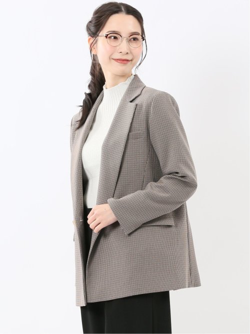 ストレッチウォッシャブル チェック柄 リラクシング ダブルジャケット