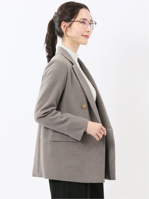 ストレッチウォッシャブル チェック柄 リラクシング ダブルジャケット