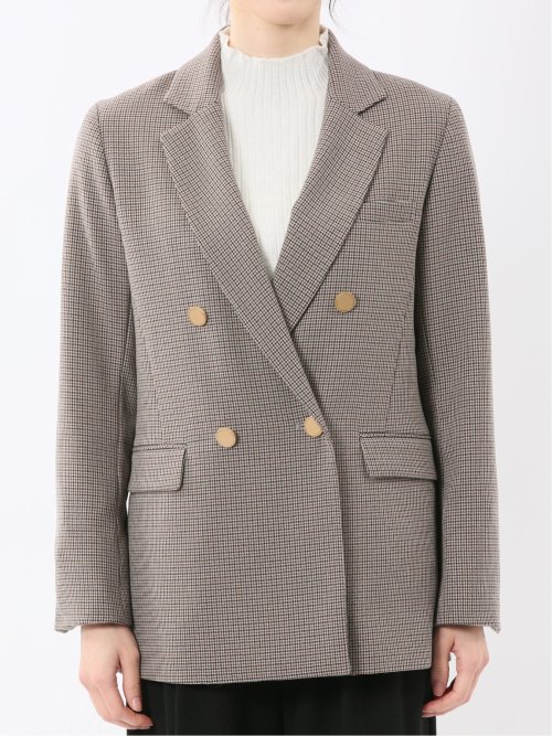 ストレッチウォッシャブル チェック柄 リラクシング ダブルジャケット