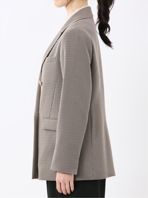 ストレッチウォッシャブル チェック柄 リラクシング ダブルジャケット