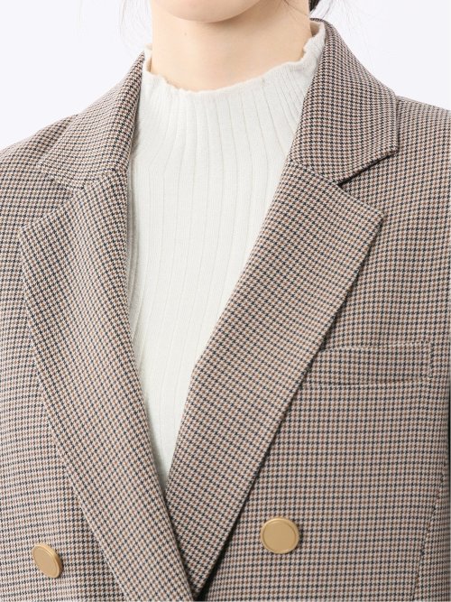 ストレッチウォッシャブル チェック柄 リラクシング ダブルジャケット