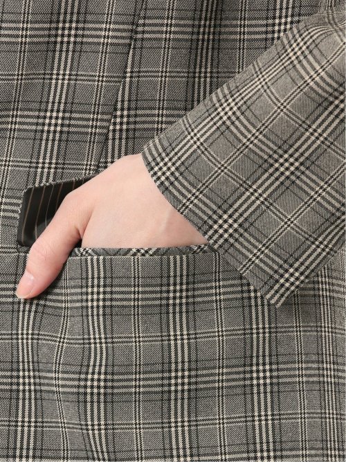 ストレッチウォッシャブル チェック柄 リラクシング ダブルジャケット