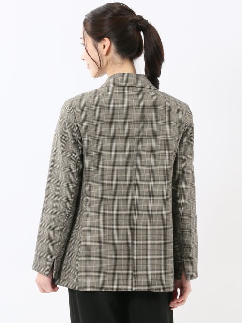 ストレッチウォッシャブル チェック柄 リラクシング ダブルジャケット