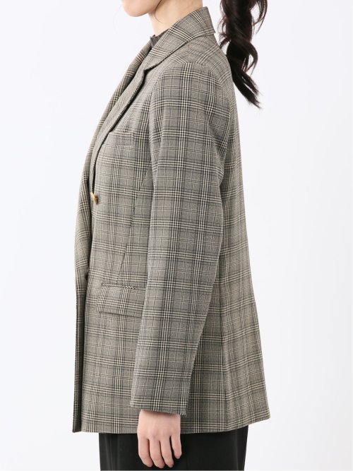 ストレッチウォッシャブル チェック柄 リラクシング ダブルジャケット