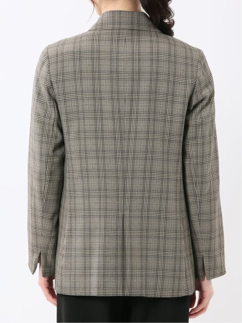 ストレッチウォッシャブル チェック柄 リラクシング ダブルジャケット