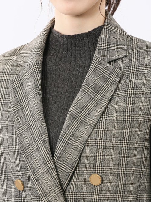 ストレッチウォッシャブル チェック柄 リラクシング ダブルジャケット