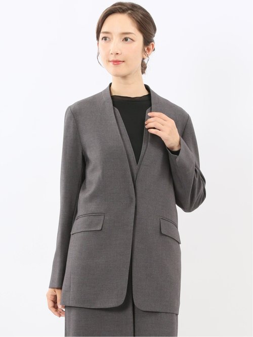 ストレッチウォッシャブル ウーリッシュ ノーカラージャケット