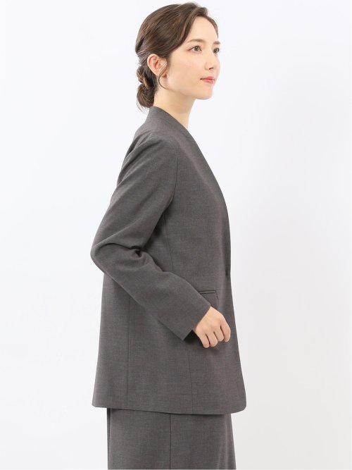 ストレッチウォッシャブル ウーリッシュ ノーカラージャケット(セットアップ可能)