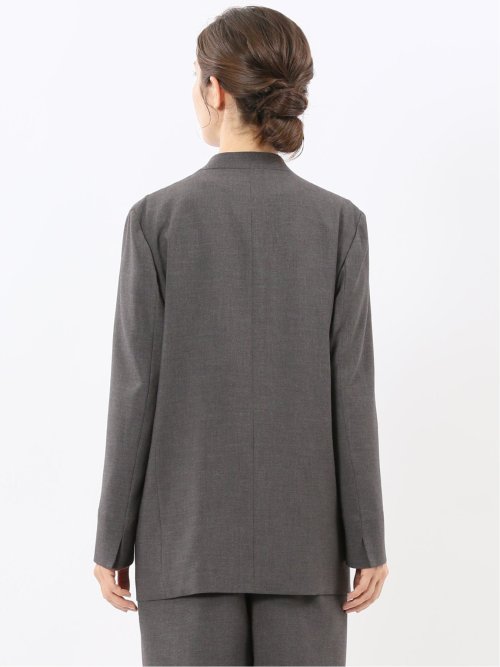 ストレッチウォッシャブル ウーリッシュ ノーカラージャケット(セットアップ可能)