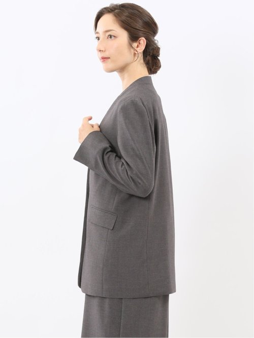 ストレッチウォッシャブル ウーリッシュ ノーカラージャケット(セットアップ可能)