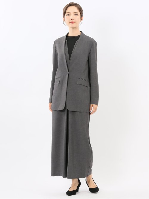 ストレッチウォッシャブル ウーリッシュ ノーカラージャケット(セットアップ可能)