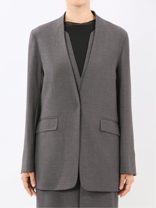 ストレッチウォッシャブル ウーリッシュ ノーカラージャケット(セットアップ可能)