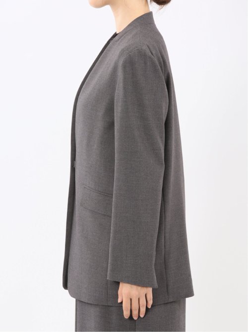 ストレッチウォッシャブル ウーリッシュ ノーカラージャケット(セットアップ可能)