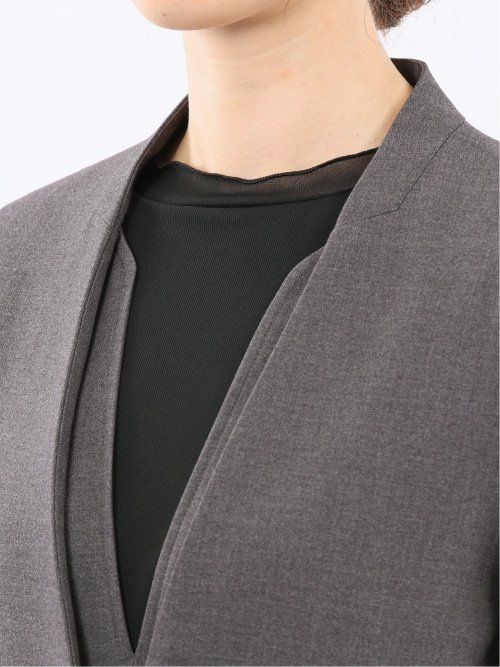 ストレッチウォッシャブル ウーリッシュ ノーカラージャケット(セットアップ可能)