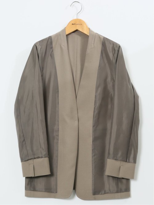 ストレッチウォッシャブル ウーリッシュ ノーカラージャケット(セットアップ可能)