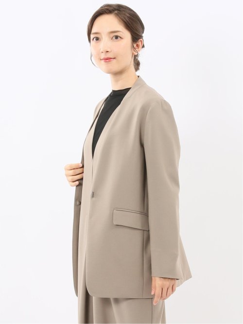 ストレッチウォッシャブル ウーリッシュ ノーカラージャケット(セットアップ可能)