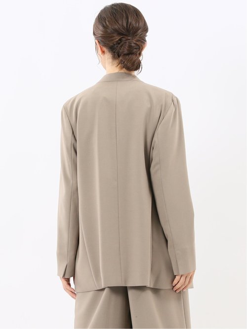 ストレッチウォッシャブル ウーリッシュ ノーカラージャケット(セットアップ可能)