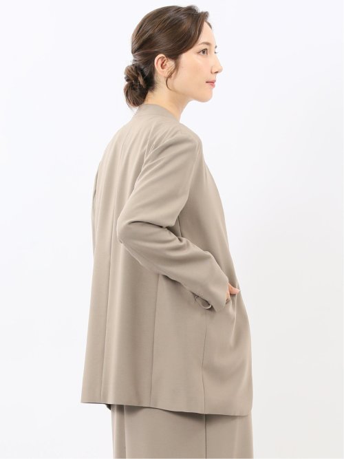 ストレッチウォッシャブル ウーリッシュ ノーカラージャケット(セットアップ可能)