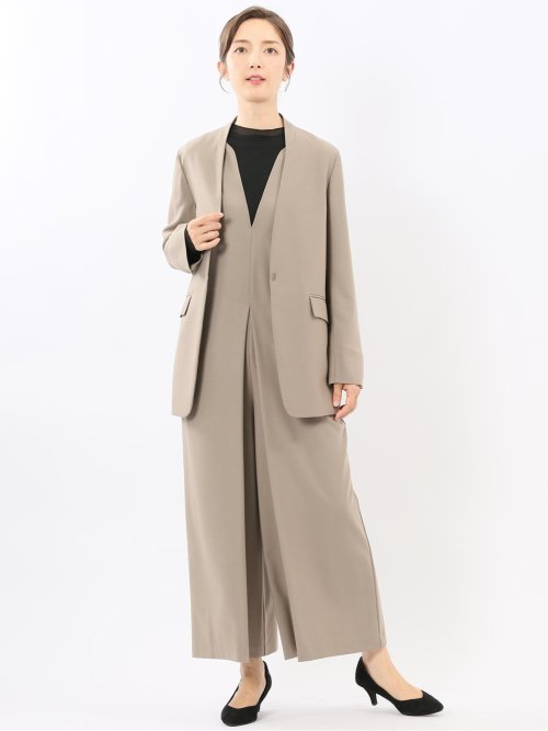 ストレッチウォッシャブル ウーリッシュ ノーカラージャケット(セットアップ可能)