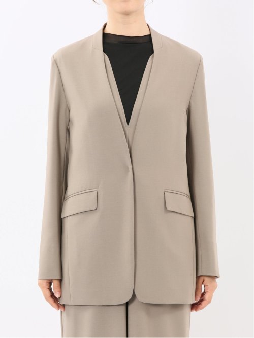 ストレッチウォッシャブル ウーリッシュ ノーカラージャケット(セットアップ可能)