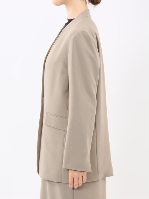 ストレッチウォッシャブル ウーリッシュ ノーカラージャケット(セットアップ可能)