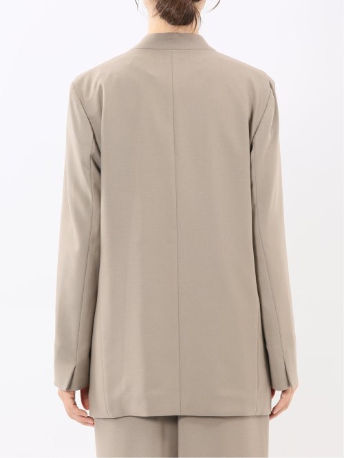 ストレッチウォッシャブル ウーリッシュ ノーカラージャケット(セットアップ可能)