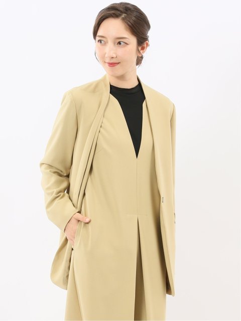 ストレッチウォッシャブル ウーリッシュ ノーカラージャケット(セットアップ可能)