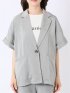 リネン調 シャーク 半袖 ジャケット(セットアップ可能)