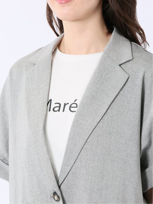 リネン調 シャーク 半袖 ジャケット(セットアップ可能)