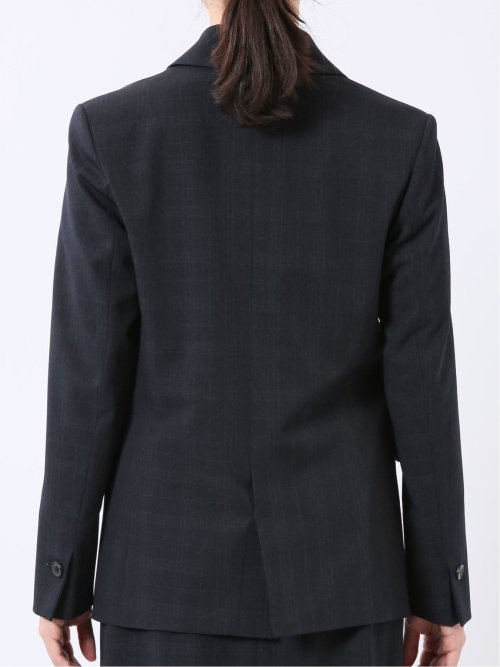 ジャケット レディース ビジネス セットアップ可能 ストレッチ ウォッシャブル UV イージーケア 1ボタン リラクシング ウィンドペン 紺