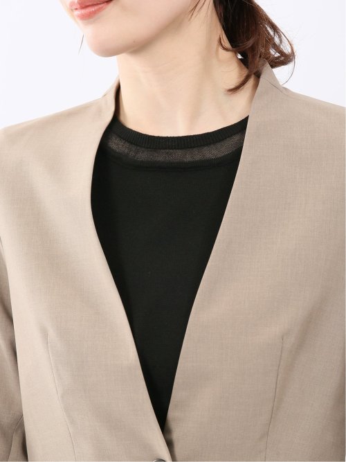 ウェザークロス カラーレス 7分袖ジャケット ベージュ(セットアップ可能)