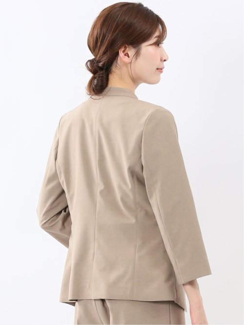 ウェザークロス カラーレス 7分袖ジャケット ベージュ(セットアップ可能)