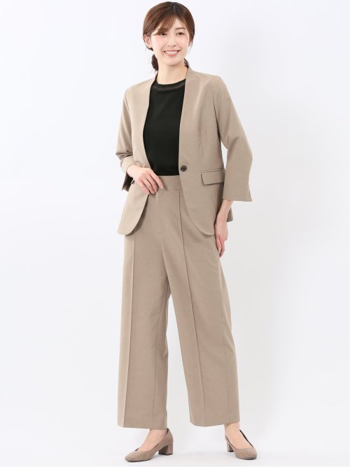 ウェザークロス カラーレス 7分袖ジャケット ベージュ(セットアップ可能)