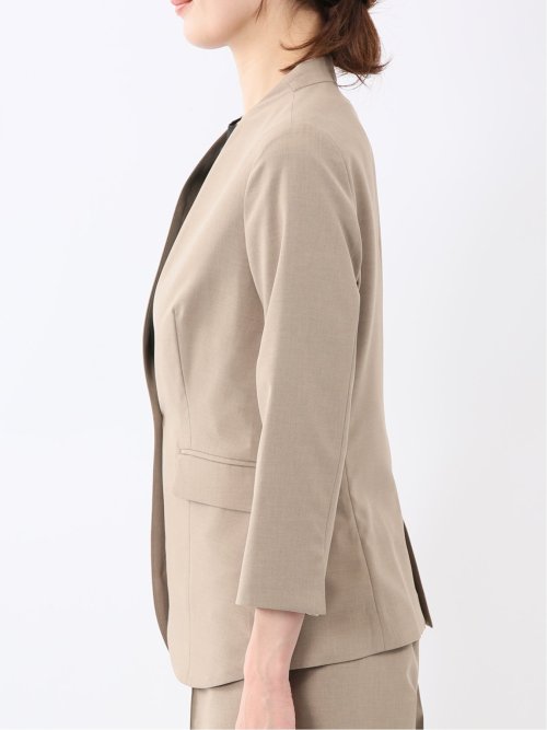 ウェザークロス カラーレス 7分袖ジャケット ベージュ(セットアップ可能)
