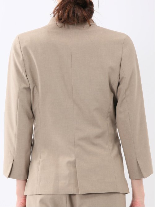 ウェザークロス カラーレス 7分袖ジャケット ベージュ(セットアップ可能)