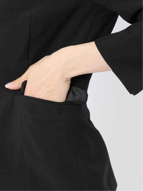 ウェザークロス カラーレス 7分袖ジャケット 黒(セットアップ可能)