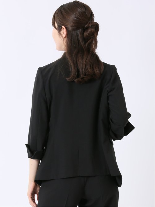 ウェザークロス カラーレス 7分袖ジャケット 黒(セットアップ可能)